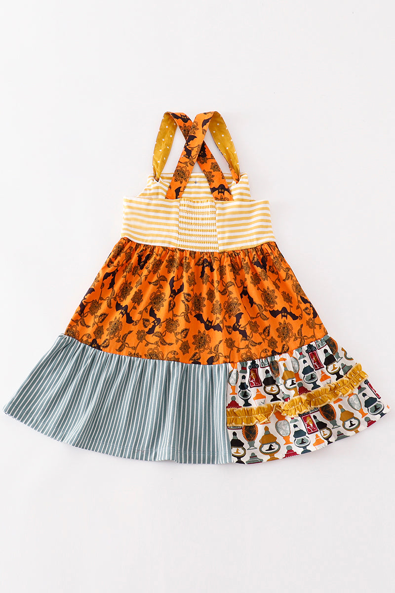 “Spooky Chic” Halloween Apron Dress for Girls