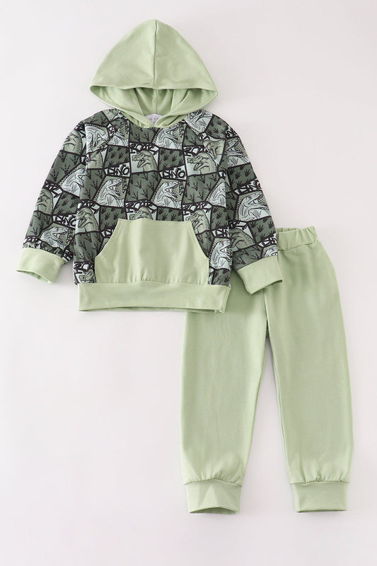 Green Dino Hoodie Set