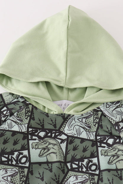 Green Dino Hoodie Set