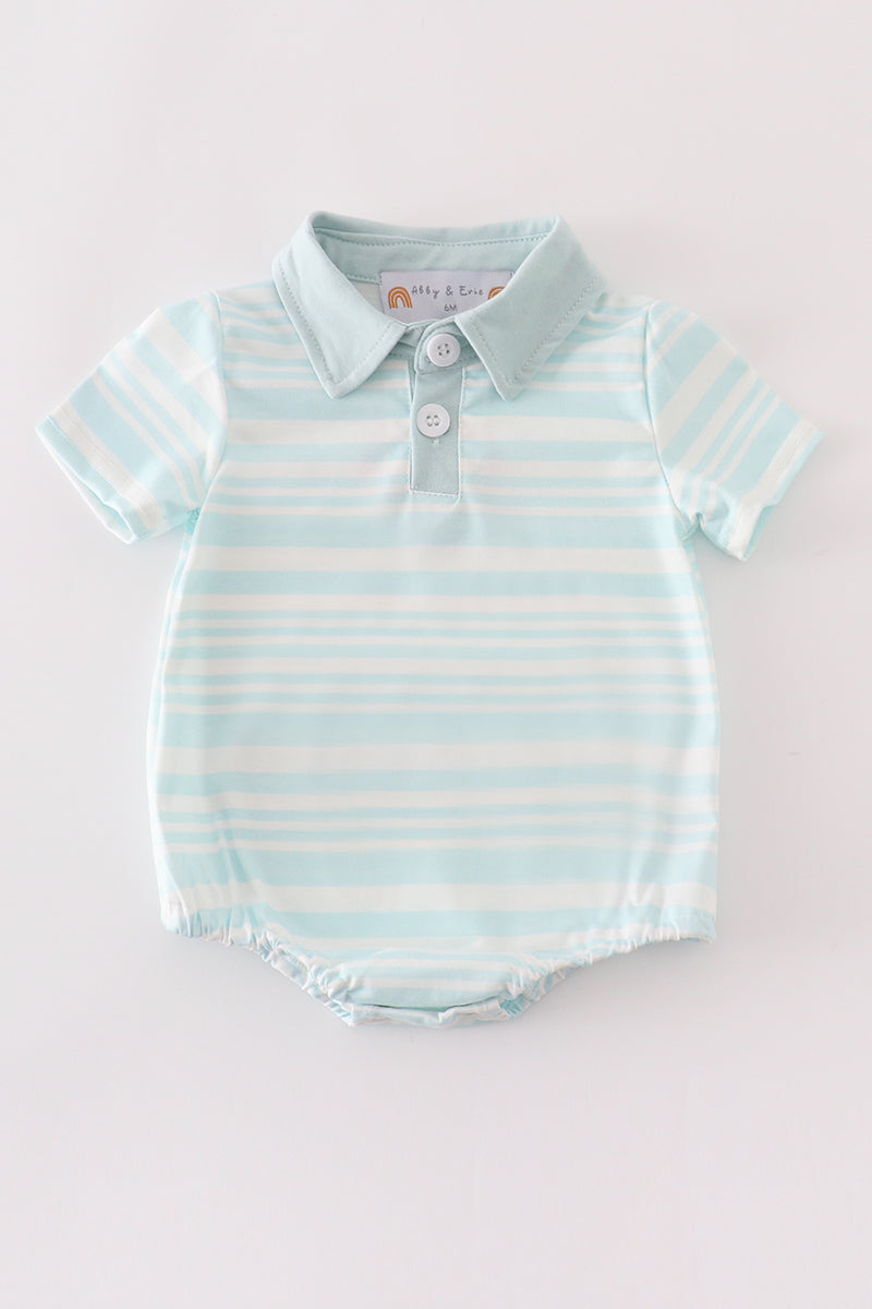 “Classic Stripes” Blue Collar Bodysuit for Baby Boys