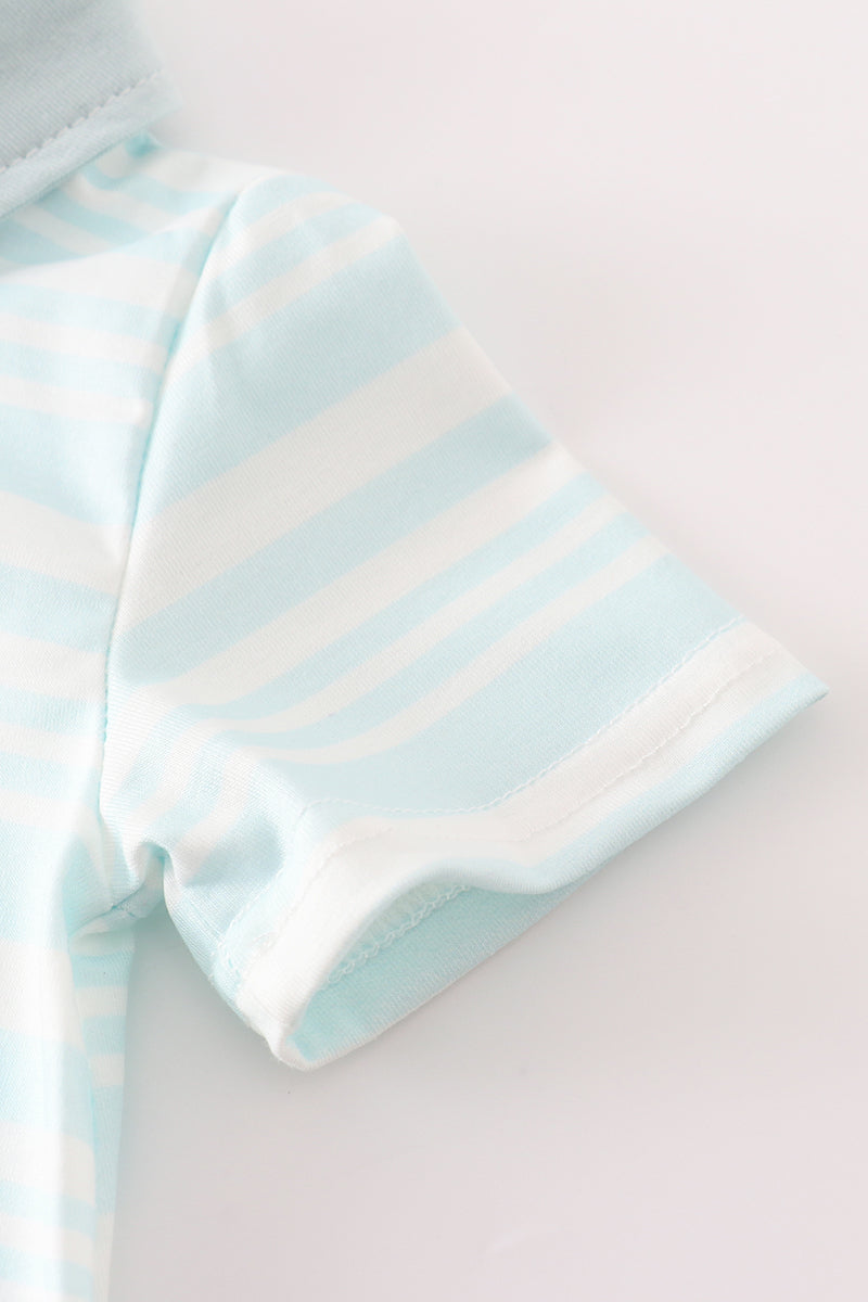 “Classic Stripes” Blue Collar Bodysuit for Baby Boys