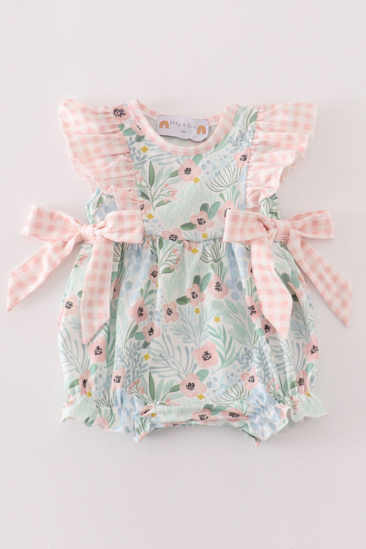 Garden Bow Baby Girl Bubble Romper