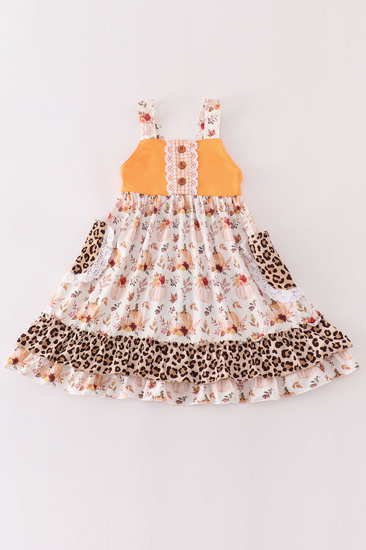 Wild Pumpkin Blooms Dress for Girls