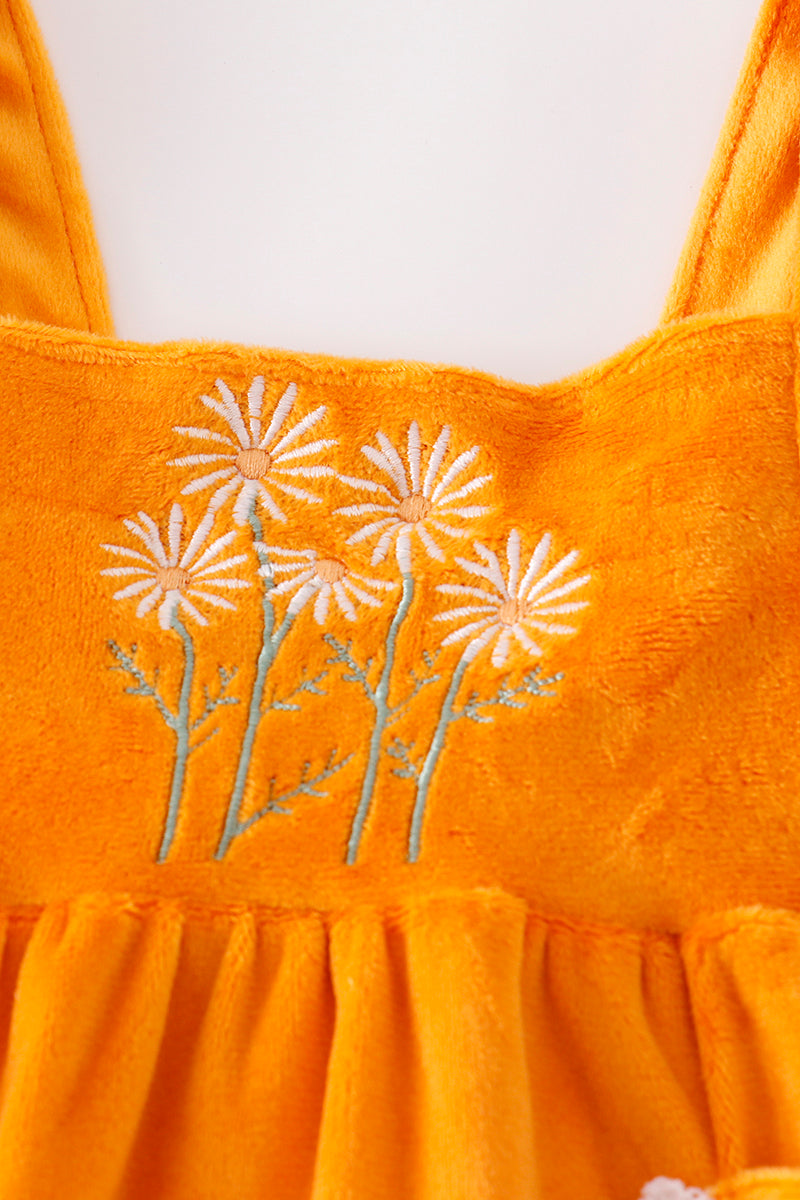 “Honey Bloom” Velvet Dandelion Short Set for Baby Girls