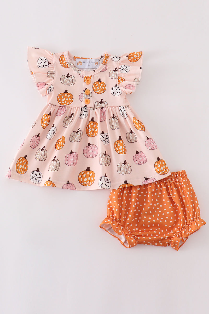 “Dotted Delight” Flutter Top & Diaper Cover Set for Baby Girls