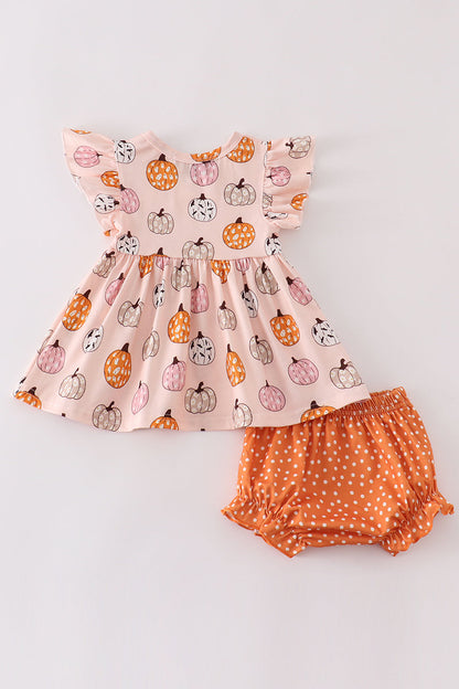 “Dotted Delight” Flutter Top & Diaper Cover Set for Baby Girls