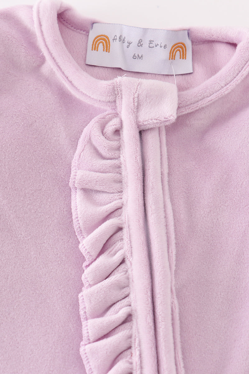 “Lavender Dream” Velvet Zip Footie Sleep & Play for Baby Girls