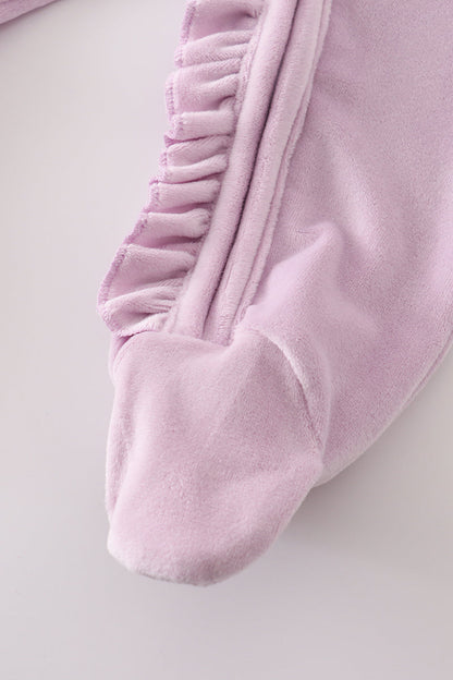 “Lavender Dream” Velvet Zip Footie Sleep & Play for Baby Girls