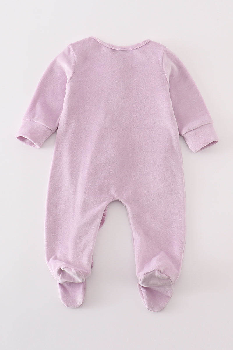 “Lavender Dream” Velvet Zip Footie Sleep & Play for Baby Girls