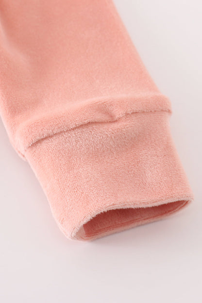 “Blush” Pink Velvet Zip Footie Sleep & Play for Baby Girls