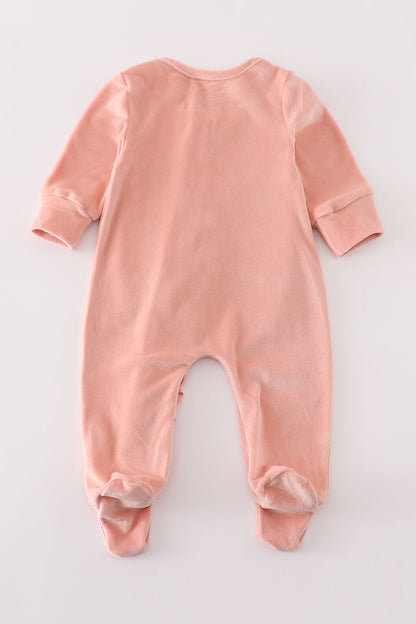 “Blush” Pink Velvet Zip Footie Sleep & Play for Baby Girls