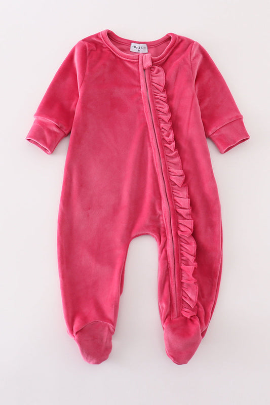 “Velvet Rose” Zip Footie Sleep & Play for Baby Girls