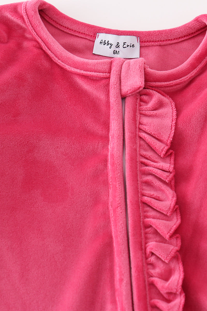 “Velvet Rose” Zip Footie Sleep & Play for Baby Girls