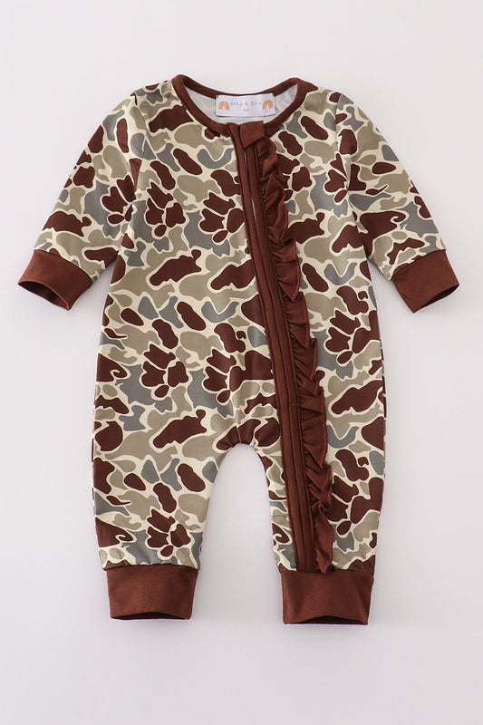 “Camo Cutie” Baby Girls' Camouflage Zip Sleep & Play