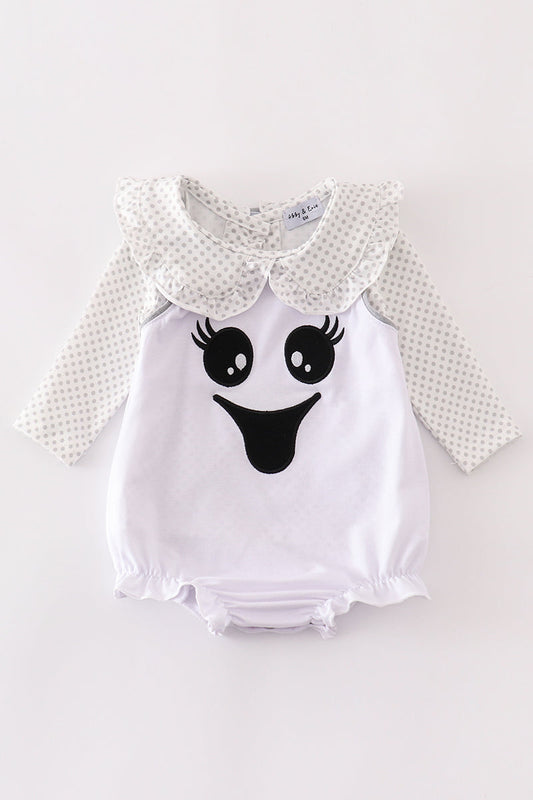 White Spooky Ghost Bubble Romper for Baby Girls