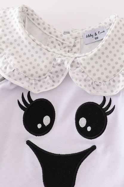 White Spooky Ghost Bubble Romper for Baby Girls