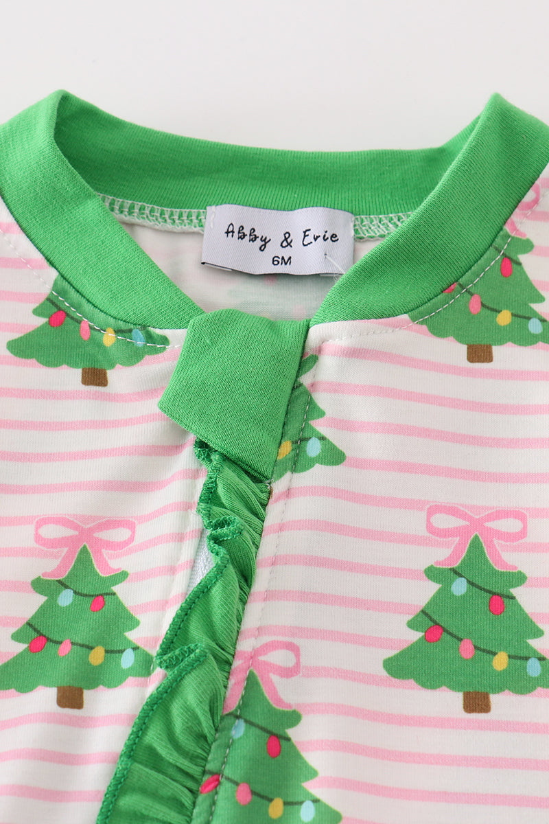 Little Evergreen Christmas Tree Romper for Baby Girls