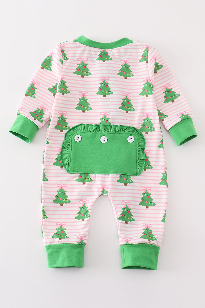 Little Evergreen Christmas Tree Romper for Baby Girls