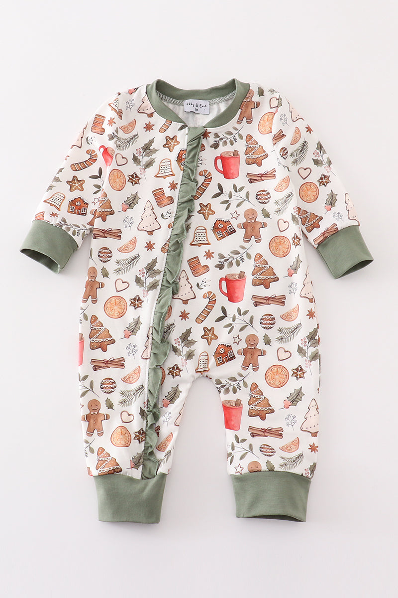 Holiday Spice Baby Girl Zipper Romper