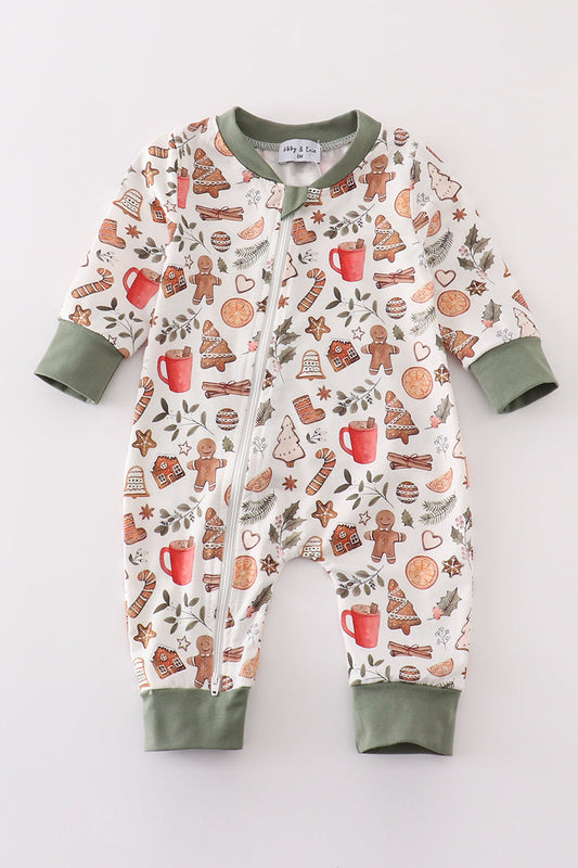 Holiday Spice Baby Boy Zipper Romper