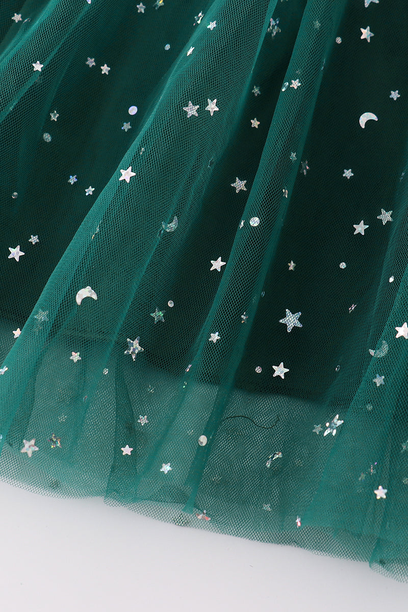 Velvet Vibes Forest Green Tutu Dress for Girls