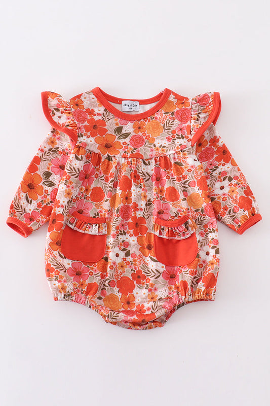 Baby Girls' Autumn Bloom Floral Bubble Romper