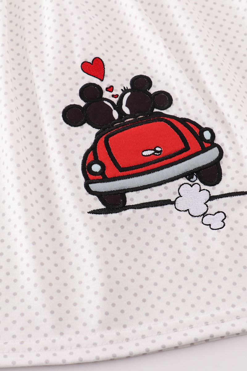 Mouse Love White Dress with Red Accents for Girls