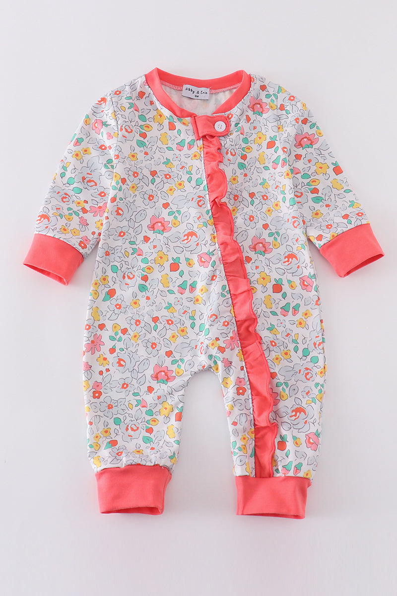 Floret Ruffle Front Sleeper for Baby Girl