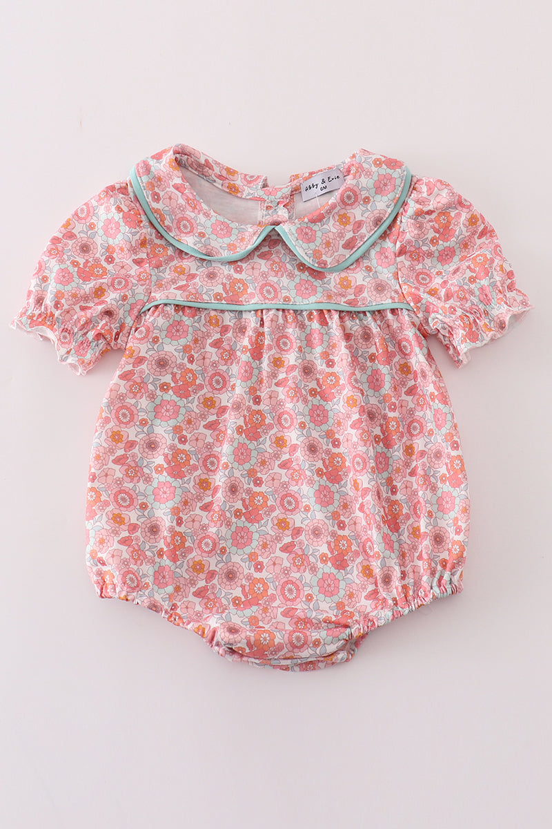 Adorable Baby Girl Floral Romper with Peter Pan Collar – Sweet & Stylish Outfit