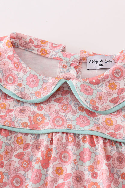 Adorable Baby Girl Floral Romper with Peter Pan Collar – Sweet & Stylish Outfit