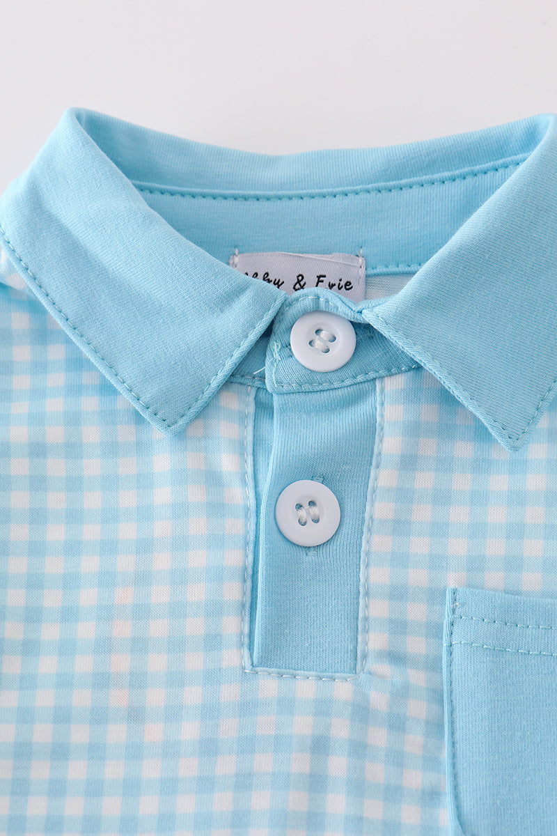 Classic Gingham Baby Boy Polo Romper