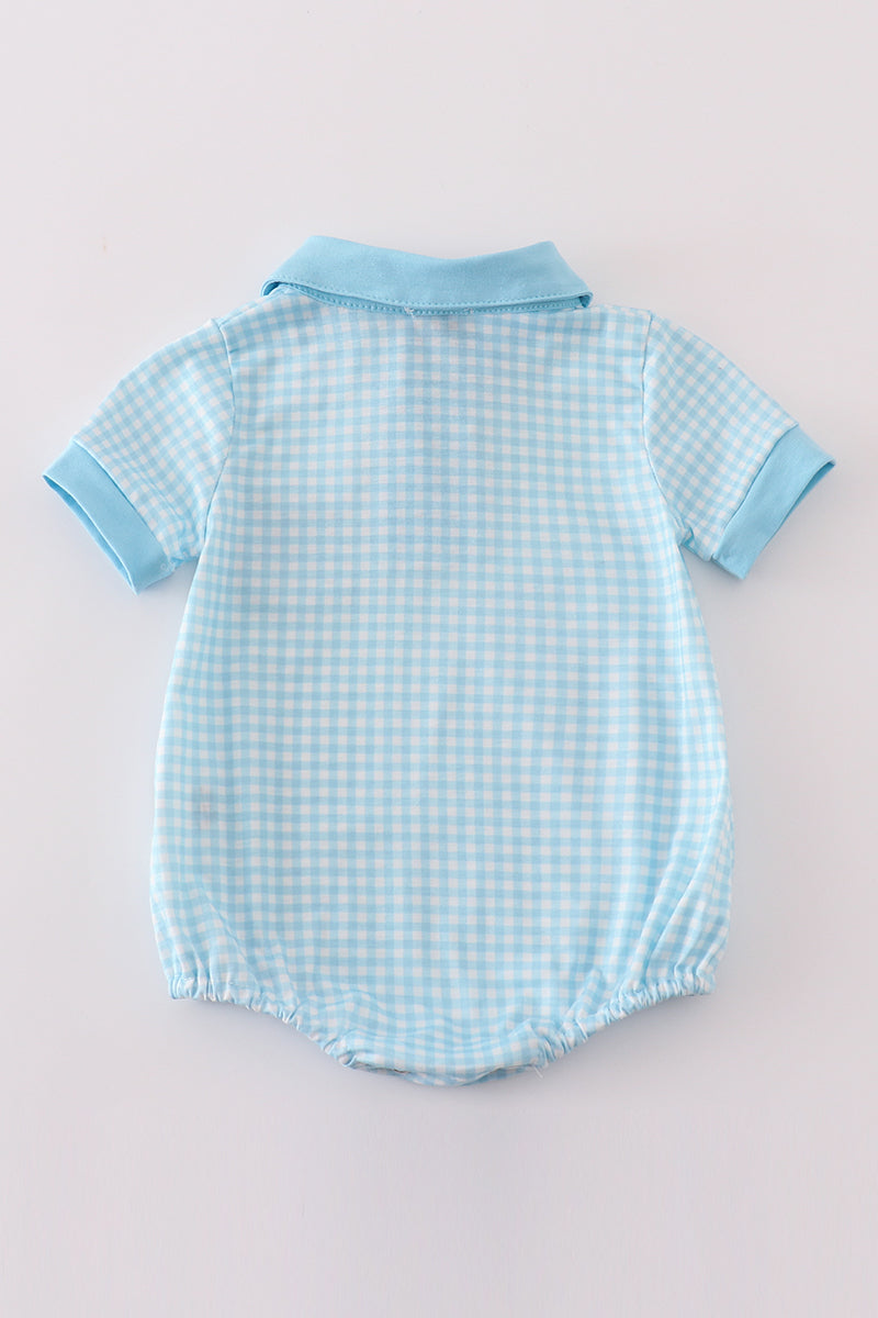 Classic Gingham Baby Boy Polo Romper