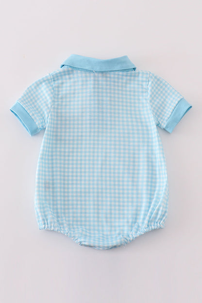 Classic Gingham Baby Boy Polo Romper