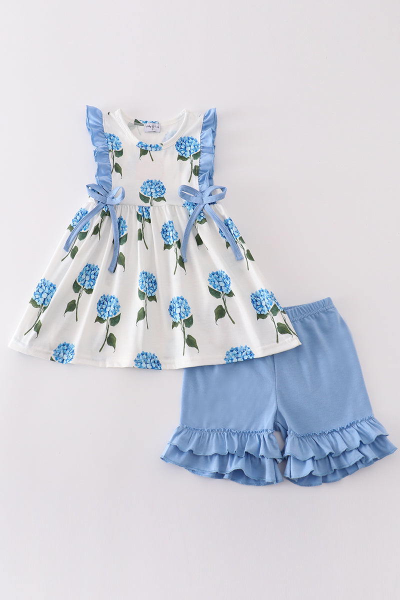 Hydrangea Top and Ruffle Shorts Set for Girls – Sweet and Comfortable