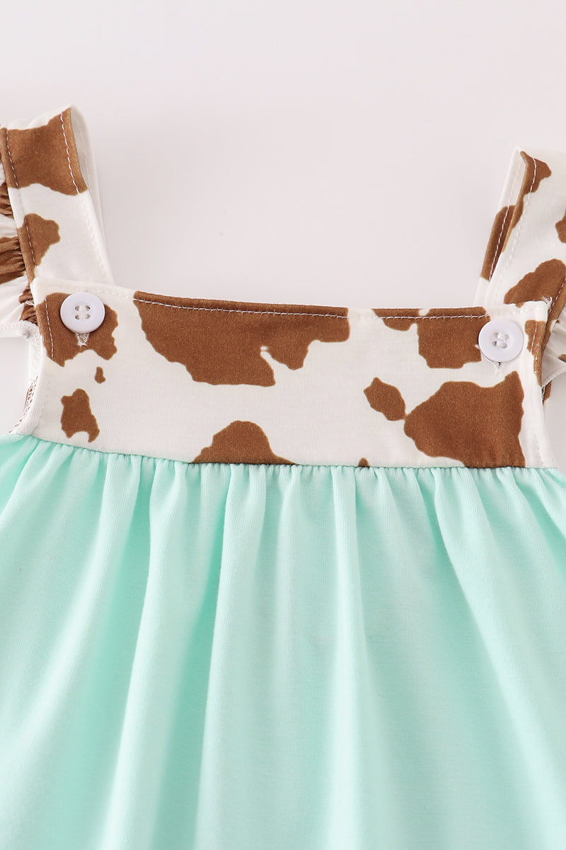 Cowgirl Charm Mint & Cow Dress for Girls