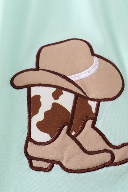 Cowgirl Charm Mint & Cow Dress for Girls