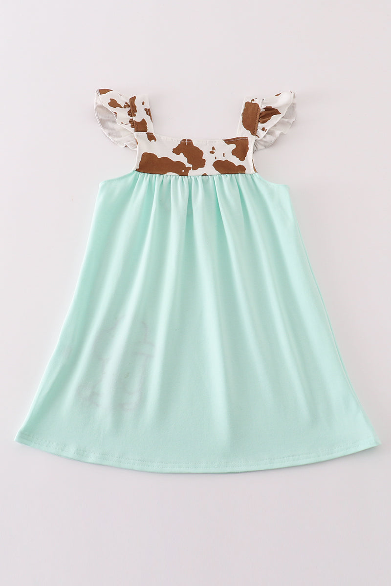 Cowgirl Charm Mint & Cow Dress for Girls