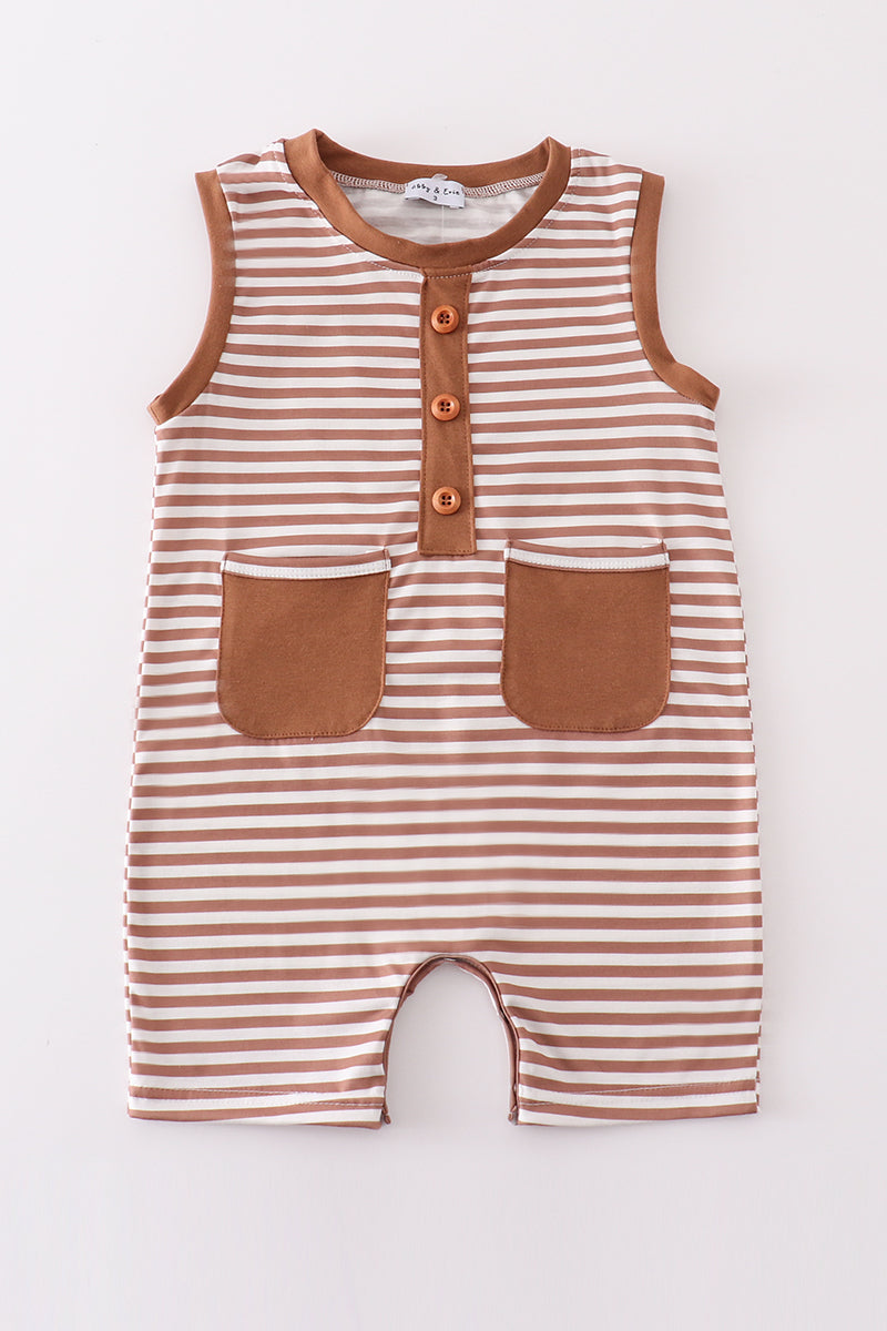 Classic Striped Baby Boy Shortall with Pocket Detail – Perfect Summer Outfit