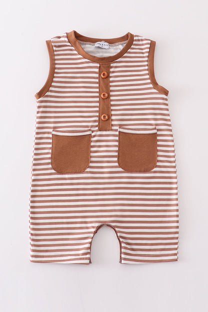 Classic Striped Baby Boy Shortall with Pocket Detail – Perfect Summer Outfit