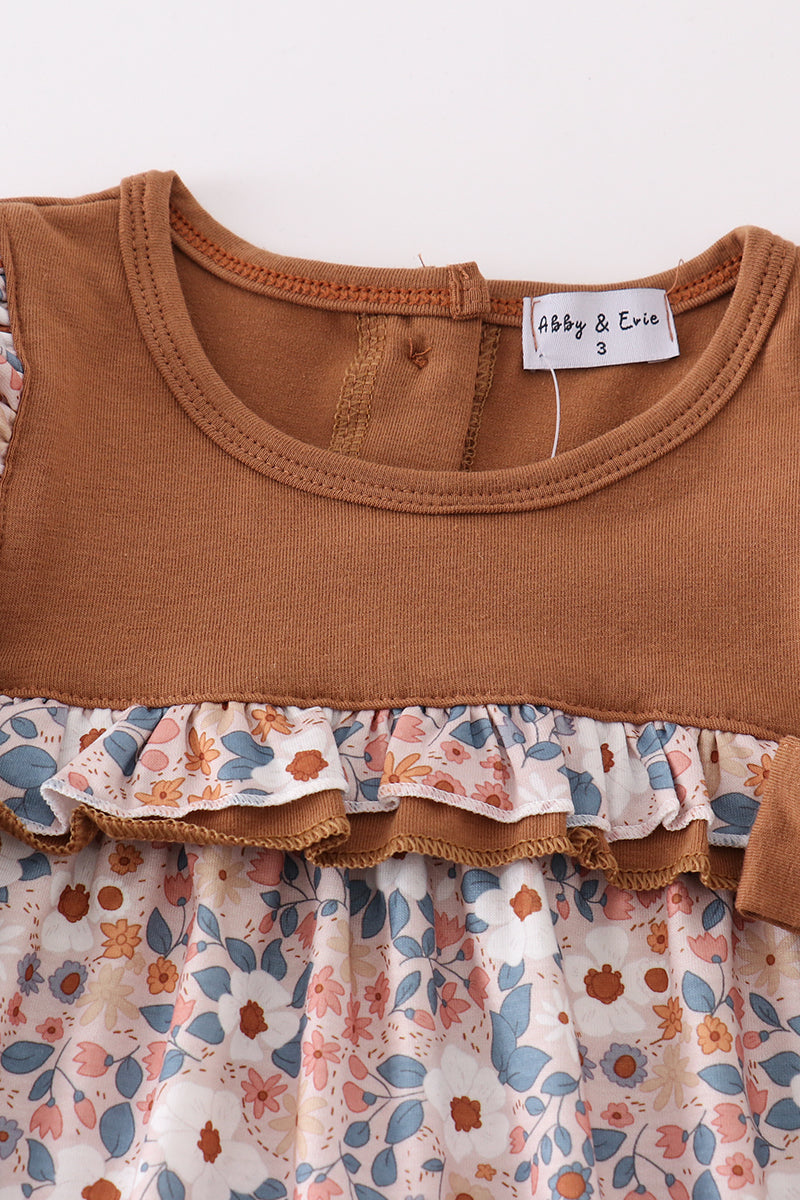 Rustic Umber Dress for Girls with Bow Details – Chic & Comfortable Style