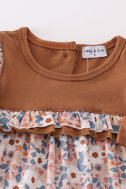 Rustic Umber Dress for Girls with Bow Details – Chic & Comfortable Style