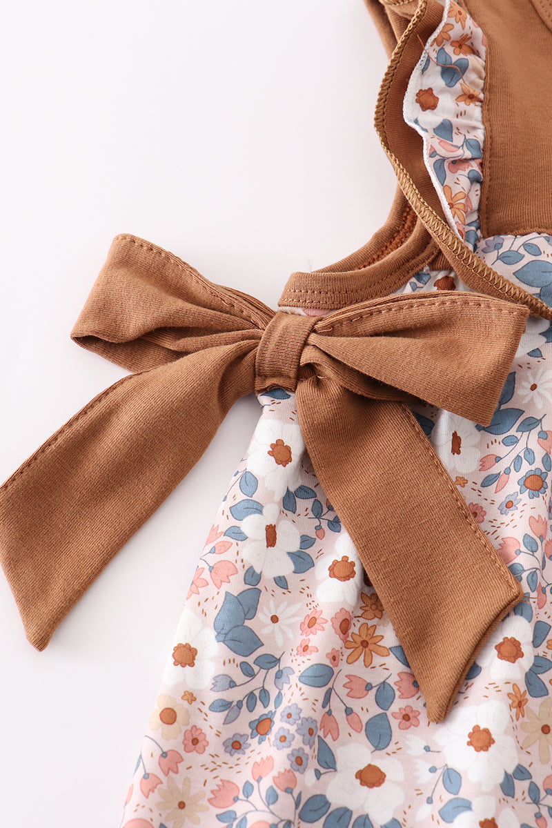 Rustic Umber Dress for Girls with Bow Details – Chic & Comfortable Style