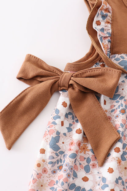 Rustic Umber Dress for Girls with Bow Details – Chic & Comfortable Style