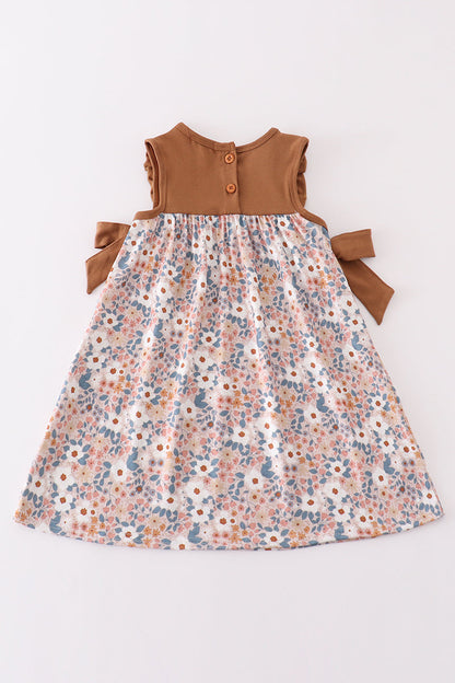 Rustic Umber Dress for Girls with Bow Details – Chic & Comfortable Style