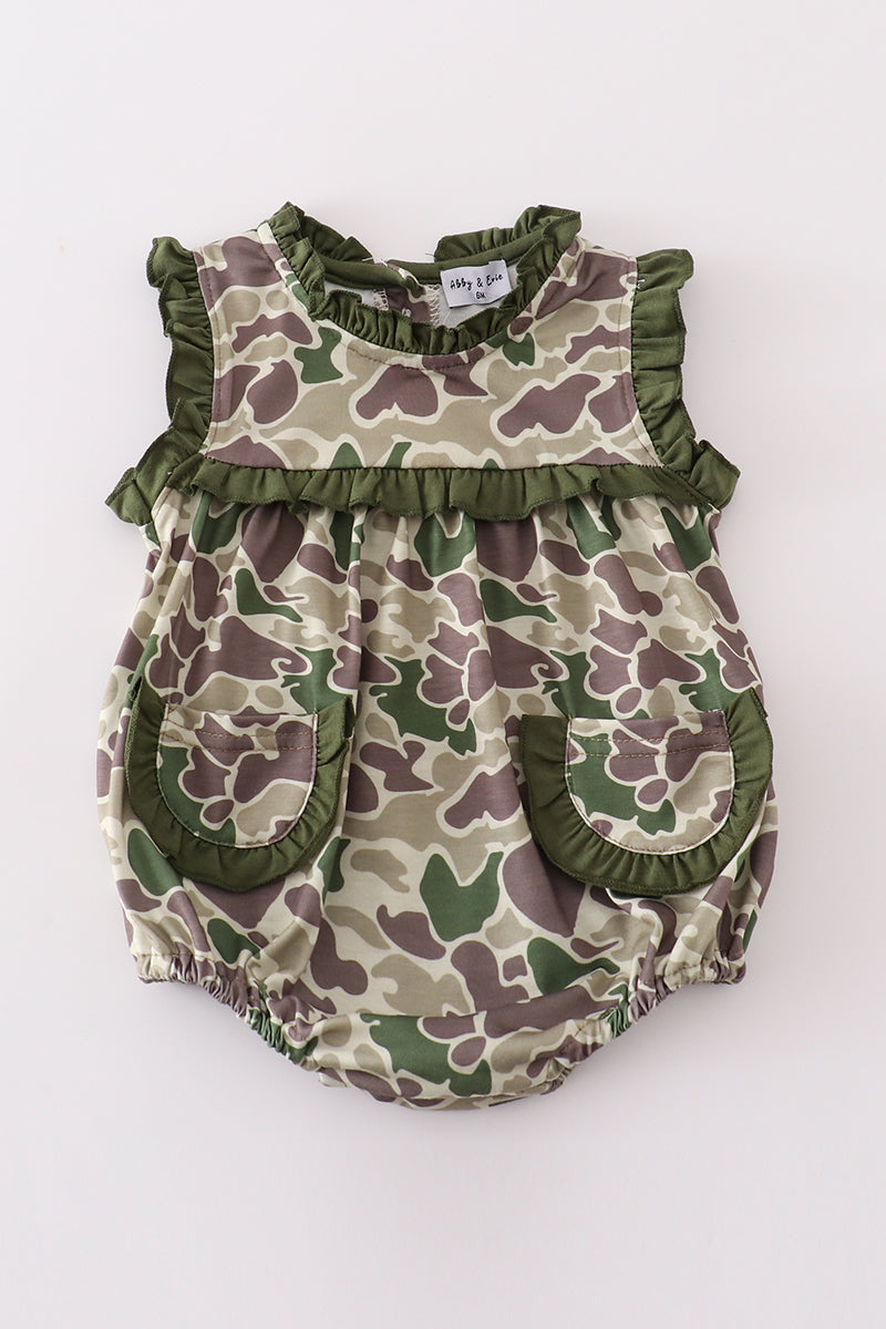 Trendy Baby Girl Camo Bubble with Ruffles – Stylish & Functional Outdoor Wear