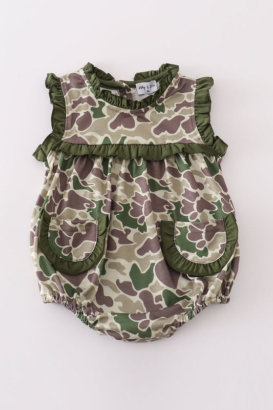 Trendy Baby Girl Camo Bubble with Ruffles – Stylish & Functional Outdoor Wear