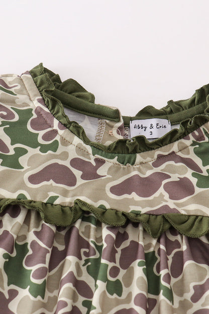 Camo Tunic and Ruffle Shorts Set for Girls – Stylish and Comfortable Outfit