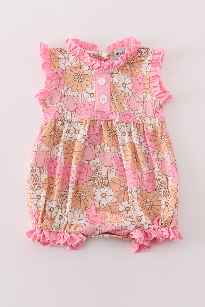 Vintage Petals Baby Girl Floral Bubble Romper