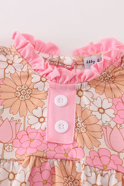 Vintage Petals Baby Girl Floral Bubble Romper