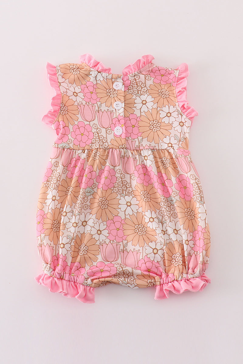 Vintage Petals Baby Girl Floral Bubble Romper